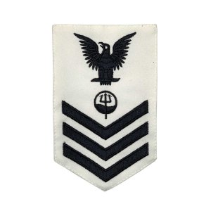 Coast Guard E6 Rating Badge: Marine Science Technician, White CNT