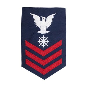 Coast Guard E6 Rating Badge: QUARTERMASTER, Blue