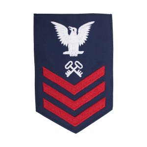 Coast Guard E6 Rating Badge: STOREKEEPER, Blue