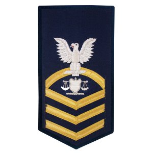 Coast Guard E7 Male Rating Badge: Investigator, blue