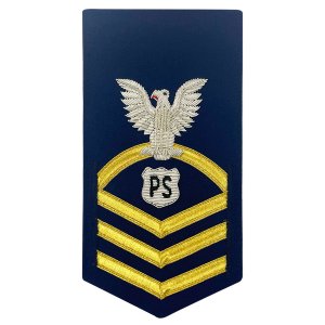 Coast Guard E7 Male Rating Badge: Port Securityman, blue