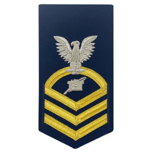 Coast Guard E7 Male Rating Badge: Public Affairs, blue