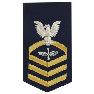Coast Guard E7 Rating Badge: Aviation Maintenance Technician, blue