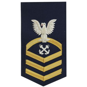 Coast Guard E7 Rating Badge: Boatswain Mate, blue