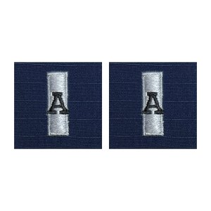 Coast Guard Auxiliary Collar Device: Single Silver bar and Black A, Ripstop fabric