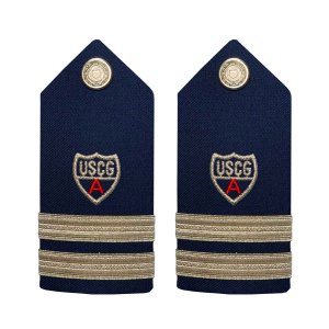 Coast Guard Auxiliary Hard Shoulder Board: ADSO, BA (2 Stripes & Red A), Female