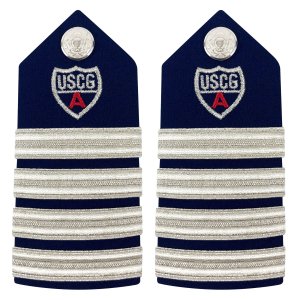 Coast Guard Auxiliary Hard Shoulder Board: DC (4 Stripes & Red A), Female