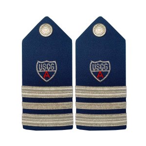 Coast Guard Auxiliary Hard Shoulder Board: DSO, BC, D (2 1/2 Stripes & Red A), Female