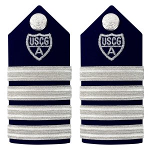 Coast Guard Auxiliary Hard Shoulder Board: VCO & RCO (4 Stripes & Silver A), Female