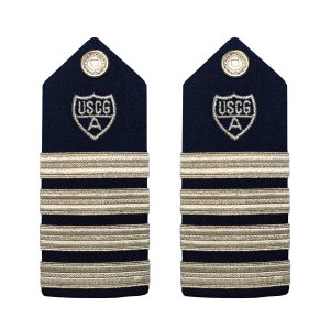 Coast Guard Auxiliary Hard Shoulder Board: VCO, RCO (4 Stripes & Silver A)