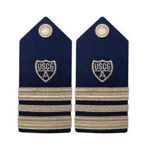 Coast Guard Auxiliary Hard Shoulder Board: VCP (2 1/2 Stripes & Silver A), Female