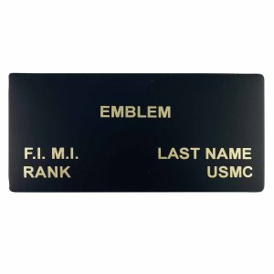 Marine Corps Black Leather Name Patch: with Hook, Emblem/Name/Rank, 1 each