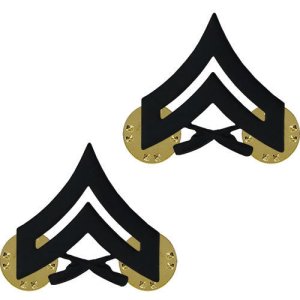 Marine Corps Chevron: Corporal, black metal, solid brass