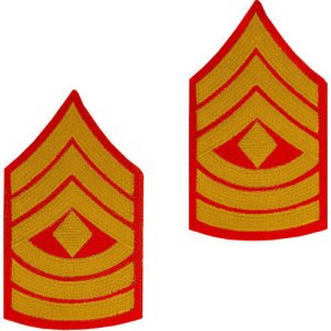 Marine Corps Chevron: First Sergeant, gold embroidered on red, male