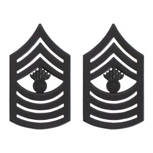 Marine Corps Chevron: Master Gunnery Sergeant, black metal, solid brass