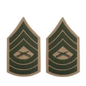 Marine Corps Chevron: Master Sergeant, green embroidered on khaki, female