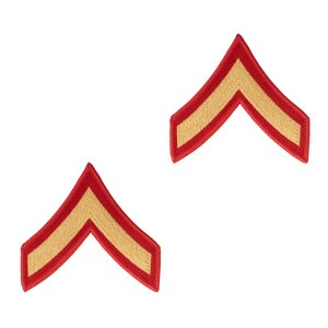 Marine Corps Chevron: Private First Class, Gold on Red for Female