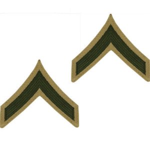 Marine Corps Chevron: Private First Class, PFC, green on khaki, male