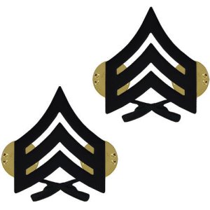 Marine Corps Chevron: Sergeant, black metal, solid brass