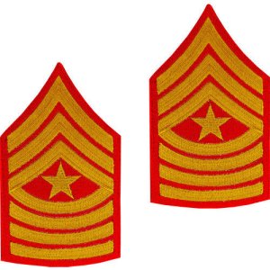 Marine Corps Chevron: Sergeant Major, gold embroidered on red, male