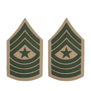 Marine Corps Chevron: Sergeant Major, green embroidered on khaki, female
