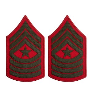 Marine Corps Chevron: Sergeant Major, green embroidered on red, female