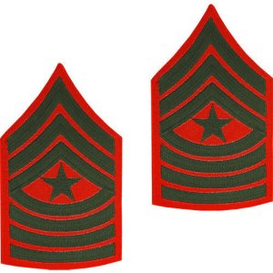 Marine Corps Chevron: Sergeant Major, green embroidered on red, male
