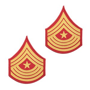 Marine Corps Evening Dress Chevron: Sergeant Major, gold embroidered on red, Female
