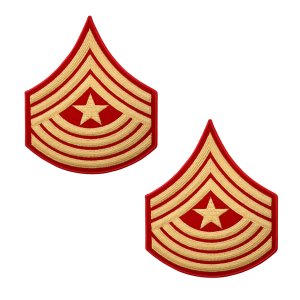 Marine Corps Evening Dress Chevron: Sergeant Major, gold embroidered on red, Male