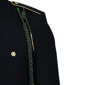 Marine Corps Fourragere (Lanyard): WWI, green with red spots and polish brass tips