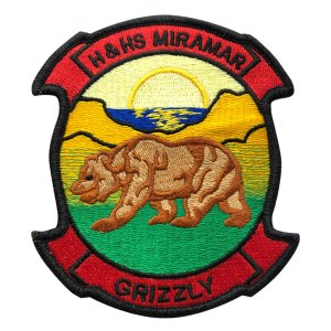 Marine Corps Patch: H&HS Miramar Grizzly, color with hook closure