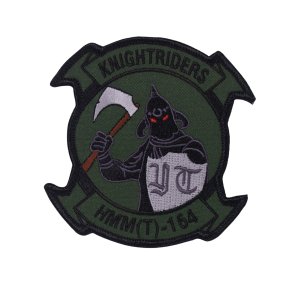 Marine Corps Patch: HMM(T)-164 Knight Riders with hook closure, Subdued