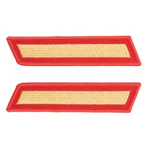 Marine Corps Service Stripe: Female, gold on red, set of 1