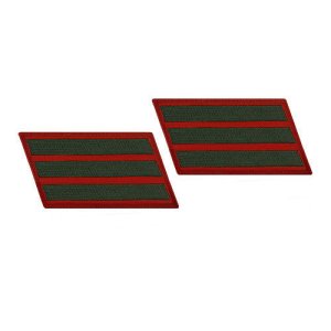 Marine Corps Service Stripe: Female, green on red, set of 3