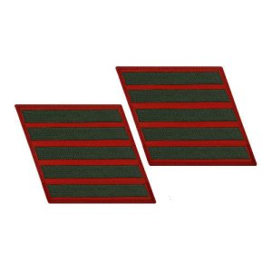 Marine Corps Service Stripe: Female, green on red, set of 5