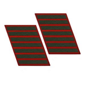 Marine Corps Service Stripe: Female, green on red, set of 7
