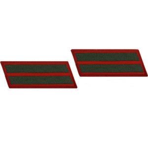 Marine Corps Service Stripe: Male, green embroidered on red, set of 2