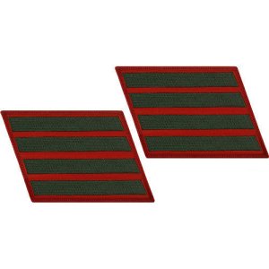 Marine Corps Service Stripe: Male, green embroidered on red, set of 4