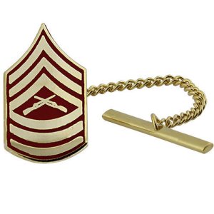 Marine Corps Tie Tac: Master Sergeant, gold and red
