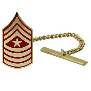 Marine Corps Tie Tac: Sergeant Major, gold and red