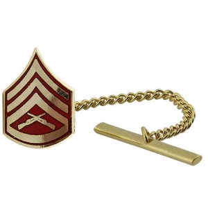 Marine Corps Tie Tac: Staff Sergeant, gold and red