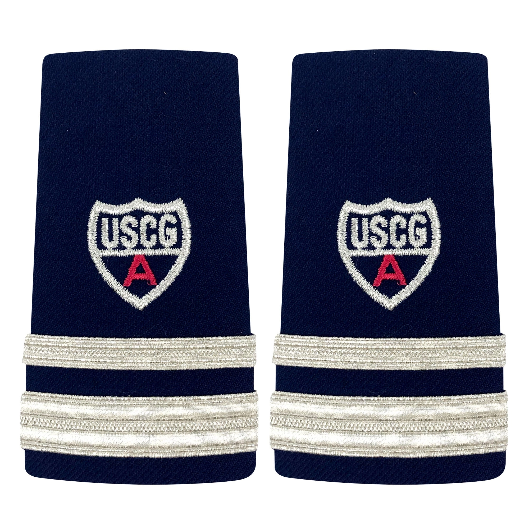 Picture of US Coast Guard Auxiliary Shoulder Boards Auxiliary Enhanced Shoulder Boardso 1-1/2 Stripe and Red A: Female