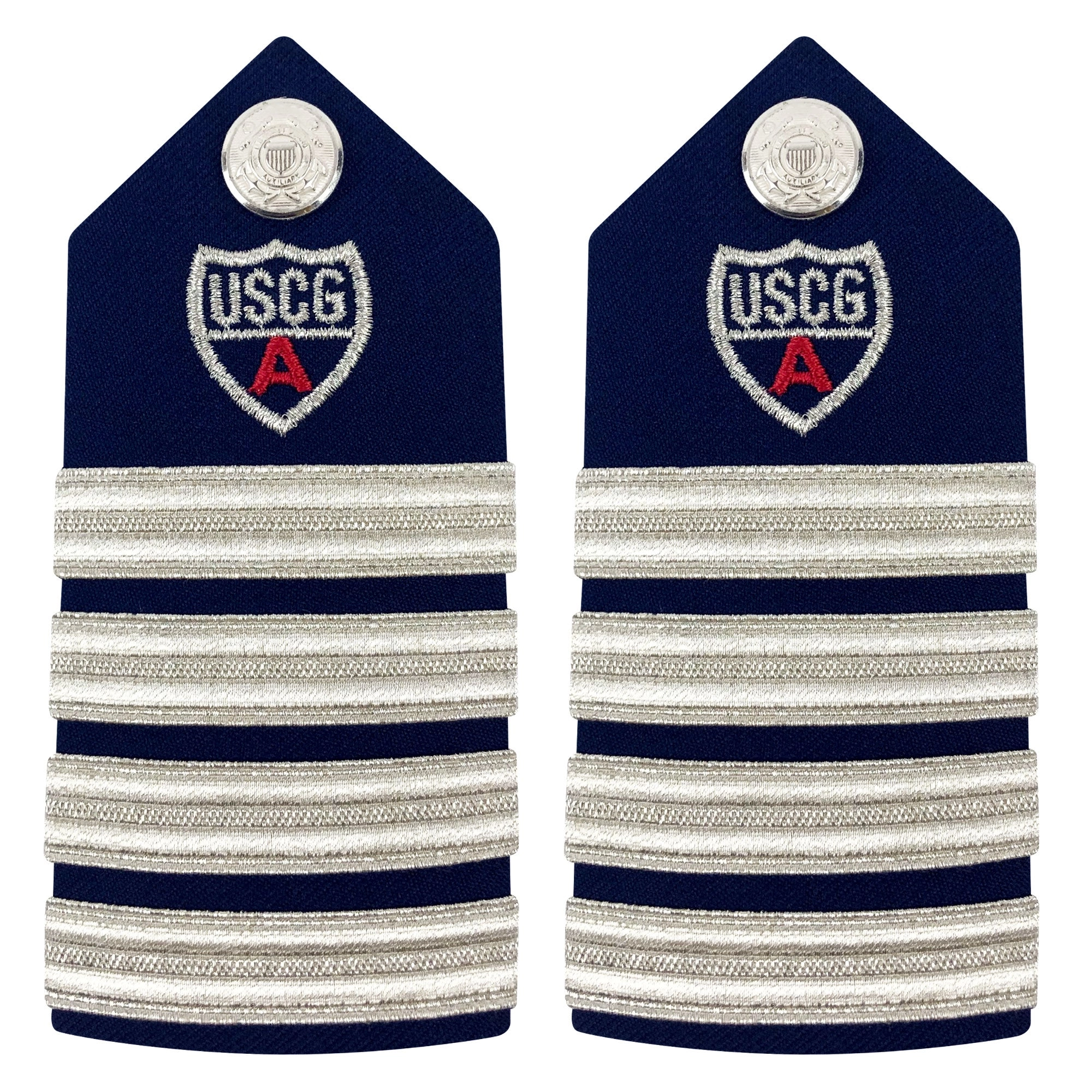 Picture of US Coast Guard Auxiliary Shoulder Boards Auxiliary Hard Shoulder Boarddc (4 Stripes and Red A): Female