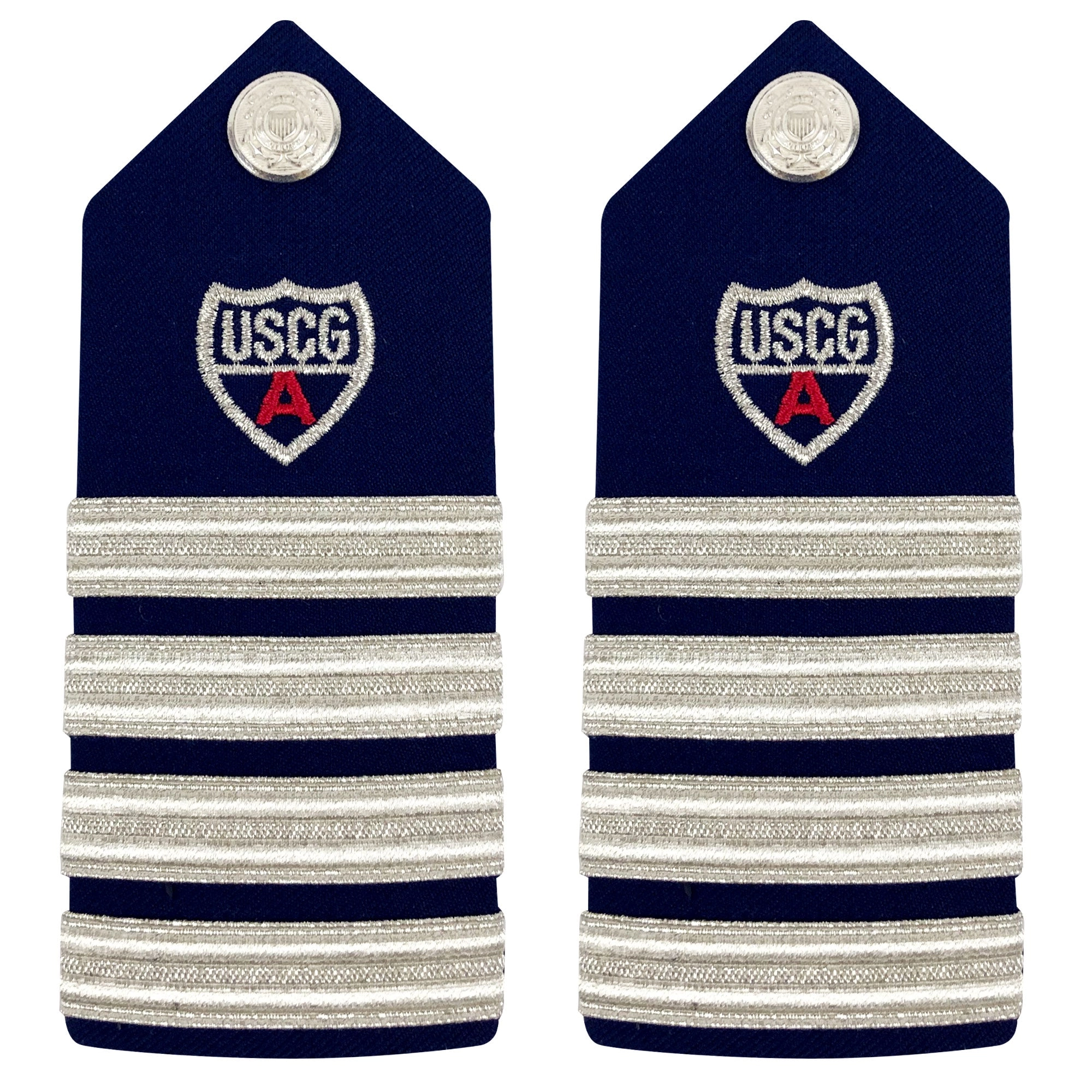 Picture of US Coast Guard Auxiliary Shoulder Boards Auxiliary Hard Shoulder Boarddc (4 Stripes and Red A)