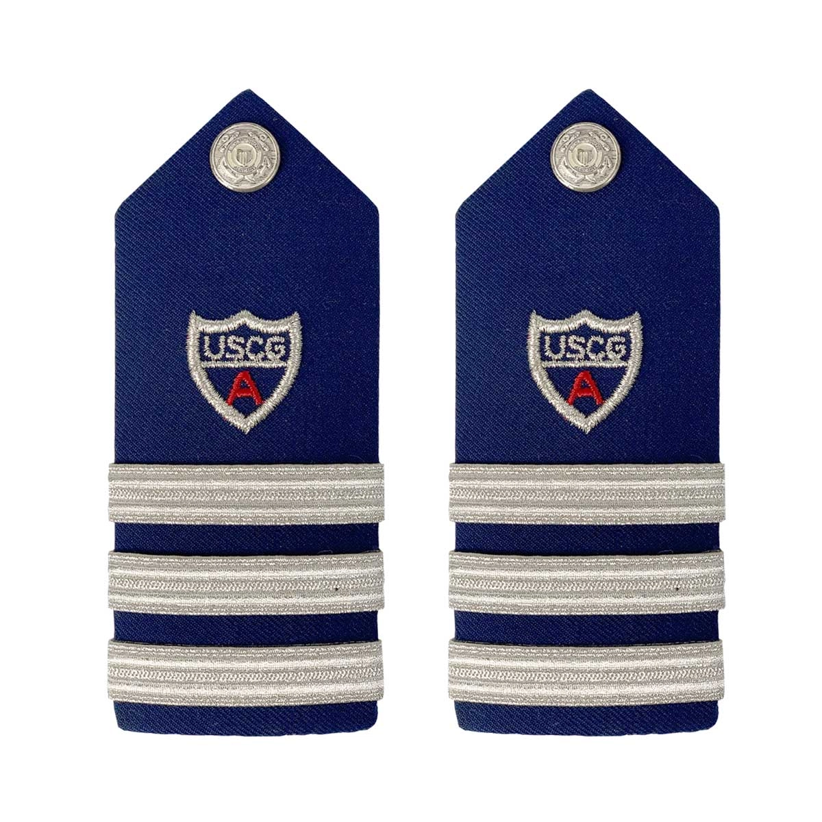 Picture of US Coast Guard Auxiliary Shoulder Boards Auxiliary Hard Shoulder Boarddvc (3 Stripes and Red A)