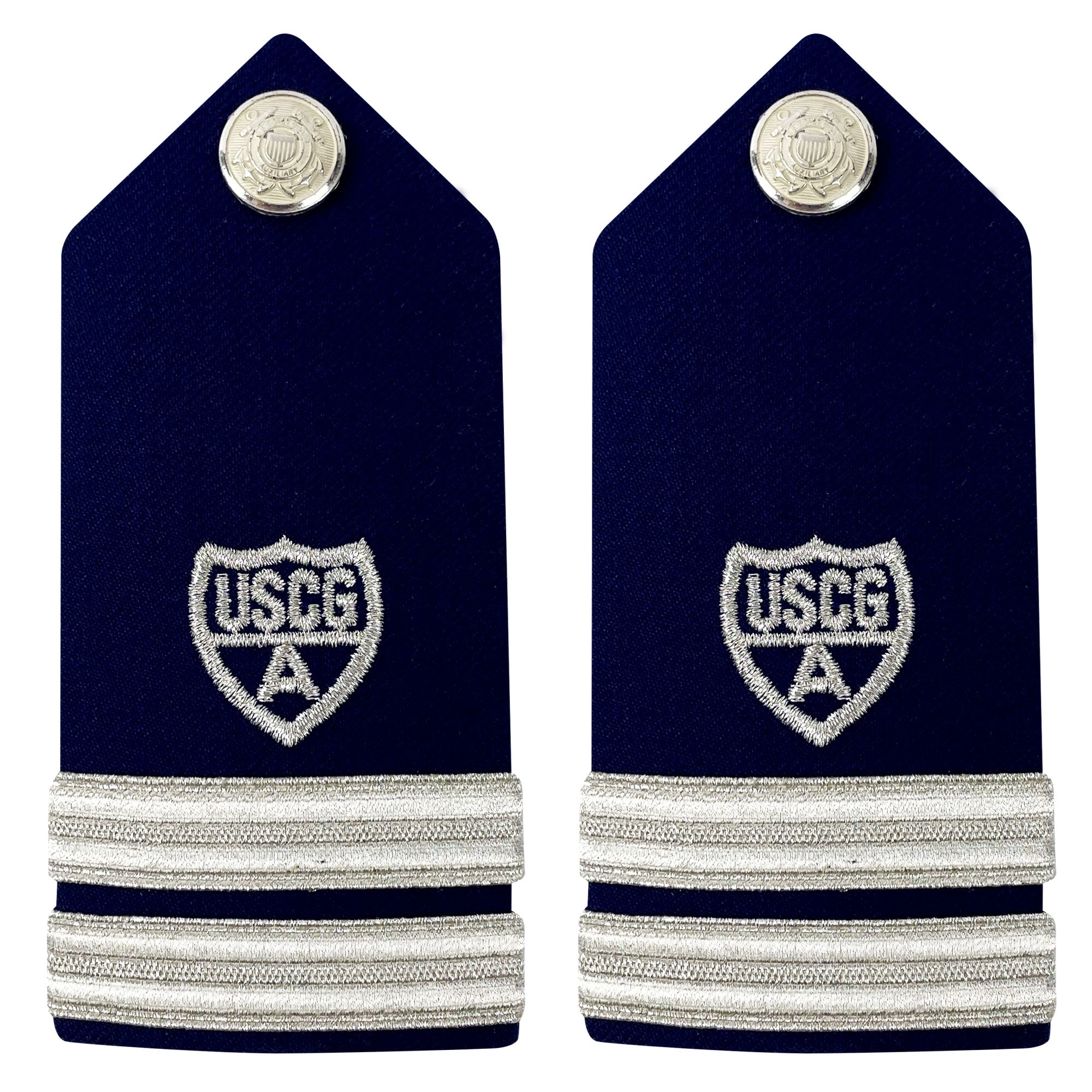 Picture of US Coast Guard Auxiliary Shoulder Boards Auxiliary Hard Shoulder Boardfc (2 Stripes and Silver A): Female