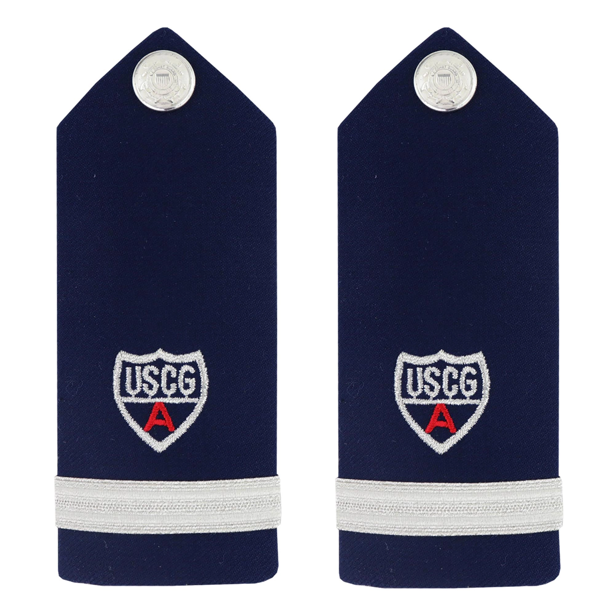 Picture of US Coast Guard Auxiliary Shoulder Boards Auxiliary Hard Shoulder Boardfso (1/2 Stripe and Red A)