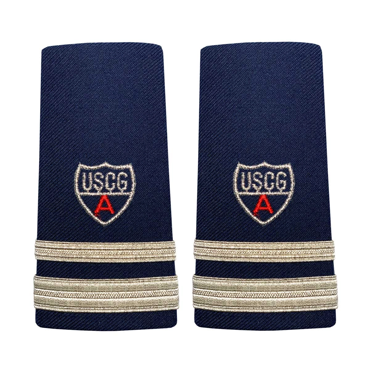 Picture of US Coast Guard Auxiliary Shoulder Boards Auxiliary Hard Shoulder Boardso (1 1/2 Stripes and Red A)