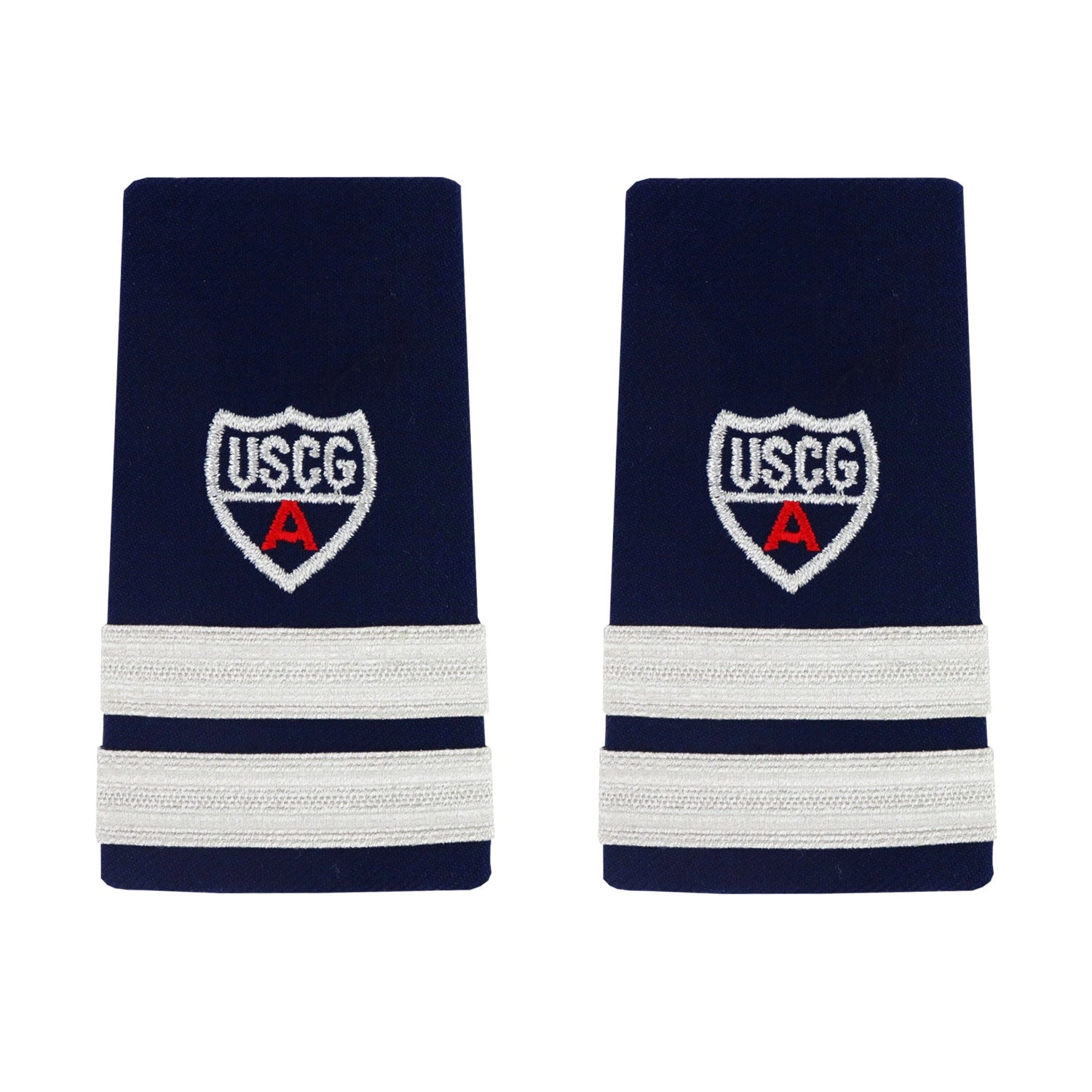 Picture of US Coast Guard Auxiliary Shoulder Boards Auxiliary Shoulder Boardenhanced Adso 2 Stripes and Red A: Female