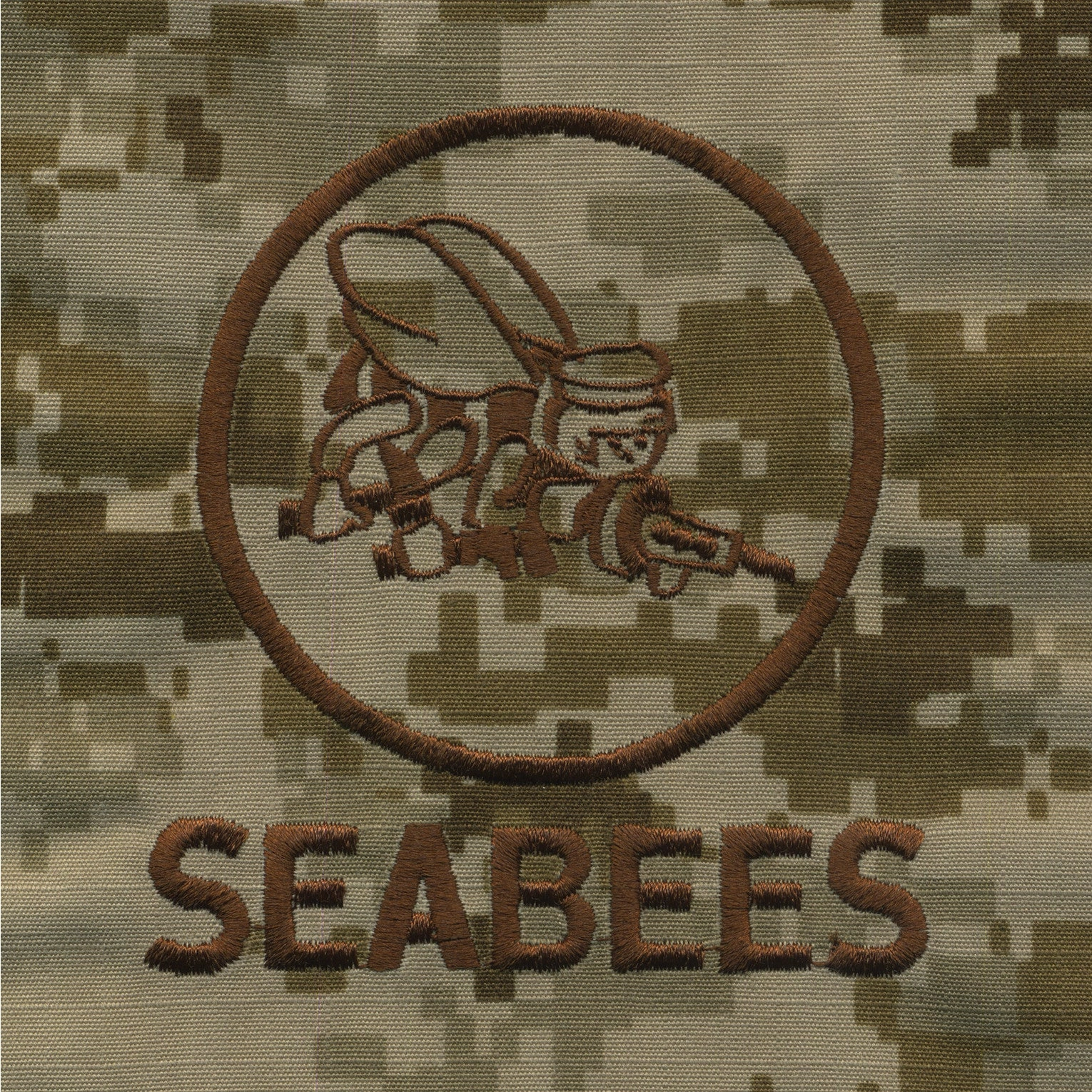 Picture of US Navy Badges Embroidered Seabee Pocket Replacement: Desert Digital